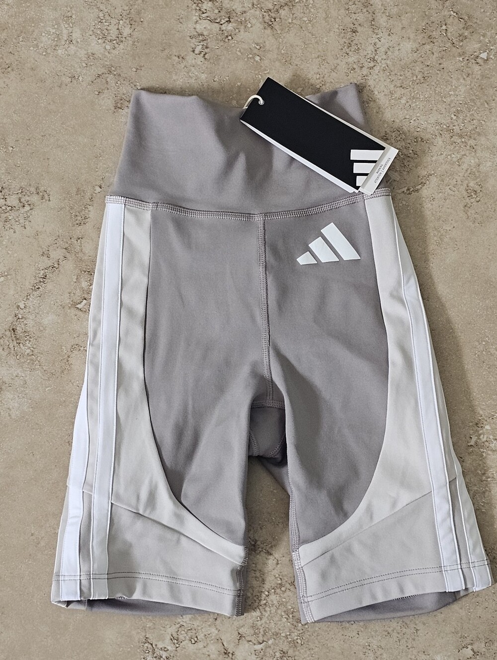 Adidas TE CB Bike 7 " Women's Beige White Training Tight Shorts Sz XS JD2465 New